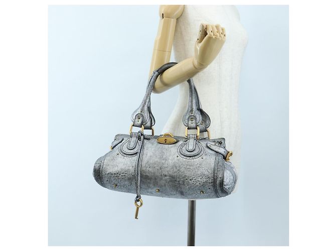 Chloé Bolso Chloe Paddington de piel Plata Oro Auth am12718V Dorado - vista 25