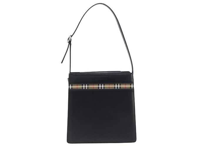 Borsa a tracolla BURBERRY in pelle nera e argento Auth 206797A Nero - vista 13