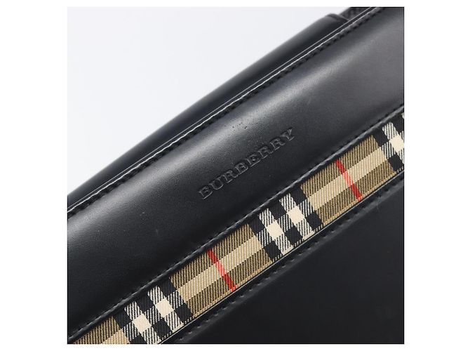 Borsa a tracolla BURBERRY in pelle nera e argento Auth 206797A Nero - vista 18