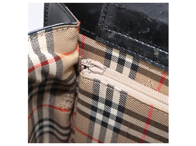 Borsa a tracolla BURBERRY in pelle nera e argento Auth 206797A Nero - vista 22