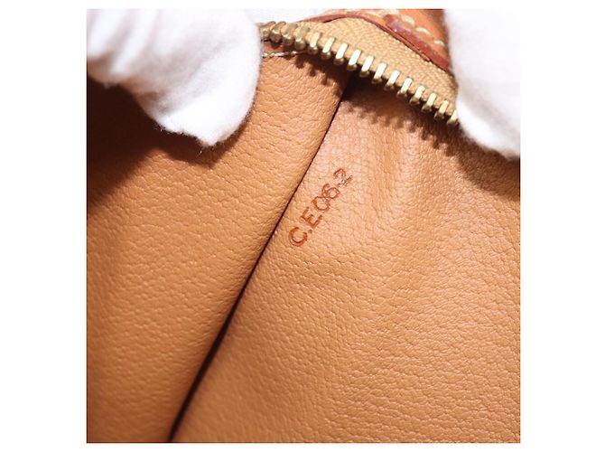 Céline Saco Tote CELINE Macadam Canvas PVC Couro Brown Gold Auth 206774 Marrom Dourado - vista 11