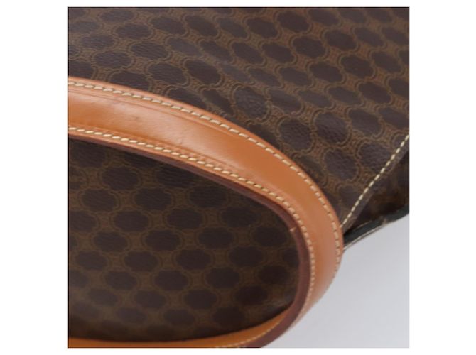 Céline Saco Tote CELINE Macadam Canvas PVC Couro Brown Gold Auth 206774 Marrom Dourado - vista 15