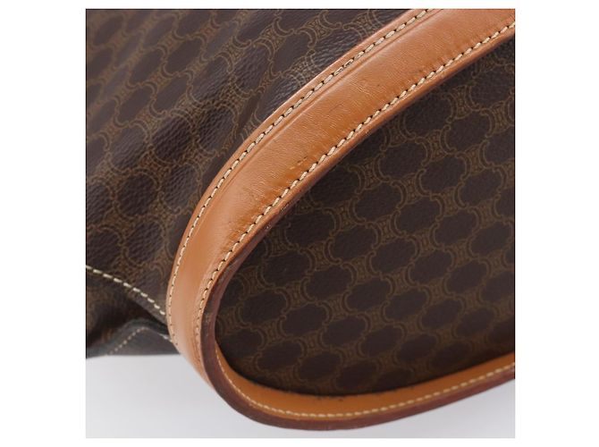 Céline Saco Tote CELINE Macadam Canvas PVC Couro Brown Gold Auth 206774 Marrom Dourado - vista 16