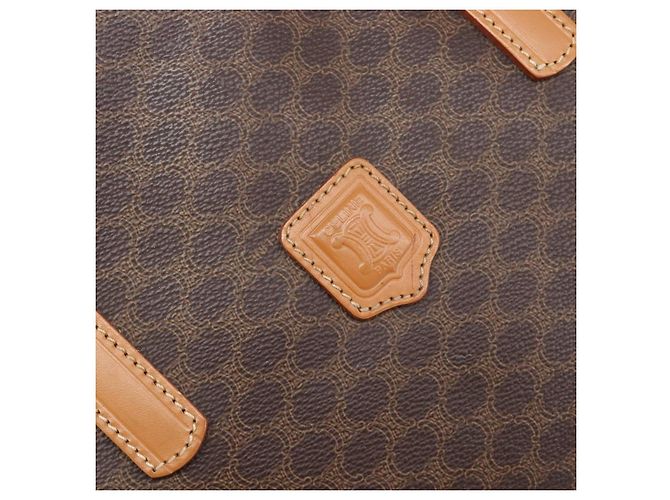 Céline Saco Tote CELINE Macadam Canvas PVC Couro Brown Gold Auth 206774 Marrom Dourado - vista 18