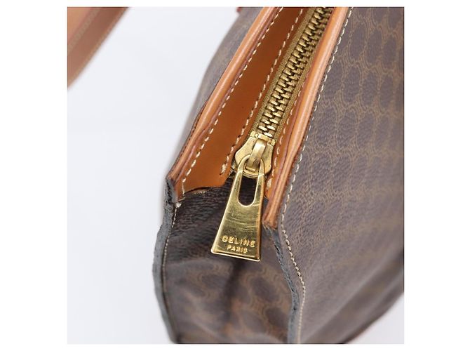 Céline Saco Tote CELINE Macadam Canvas PVC Couro Brown Gold Auth 206774 Marrom Dourado - vista 19