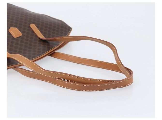 Céline Saco Tote CELINE Macadam Canvas PVC Couro Brown Gold Auth 206774 Marrom Dourado - vista 7