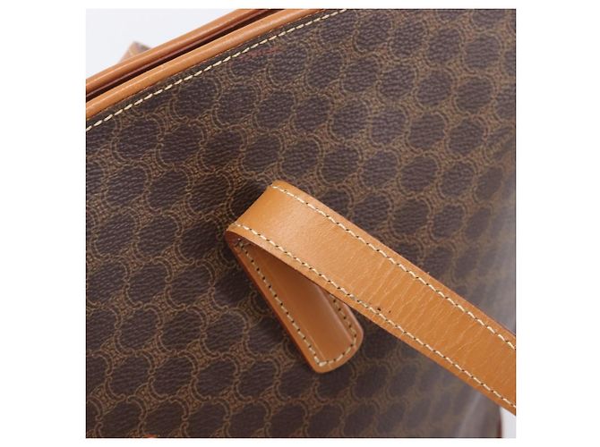 Céline Saco Tote CELINE Macadam Canvas PVC Couro Brown Gold Auth 206774 Marrom Dourado - vista 9