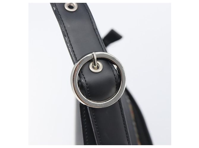 Bolsa de Ombro BURBERRY Couro Preto Prata Auth 206802 - vista 10