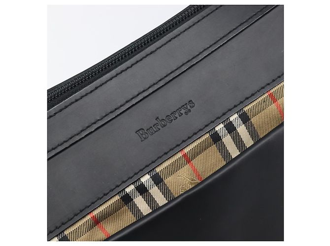 Bolsa de Ombro BURBERRY Couro Preto Prata Auth 206802 - vista 18