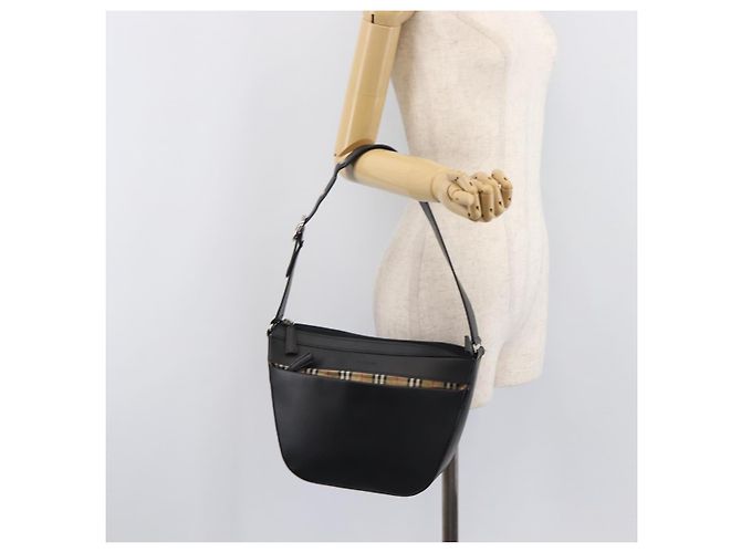 Bolsa de Ombro BURBERRY Couro Preto Prata Auth 206802 - vista 27