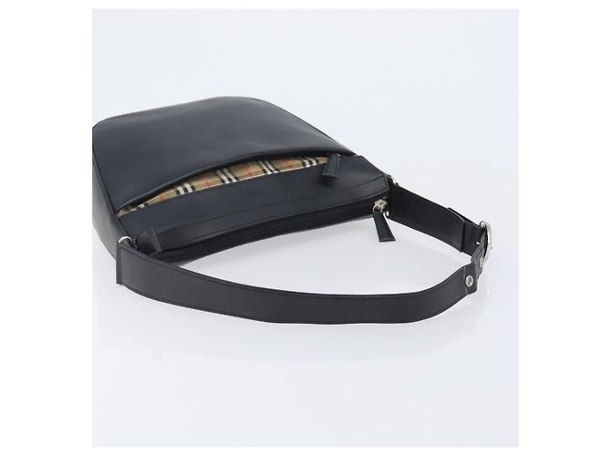 Bolsa de Ombro BURBERRY Couro Preto Prata Auth 206802 - vista 7