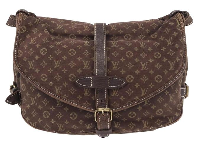 Borsa LOUIS VUITTON Monogram Mini Lin Saumur 30 Brown Fuzan M95227 LV Auth ep16180 Marrone - vista 13
