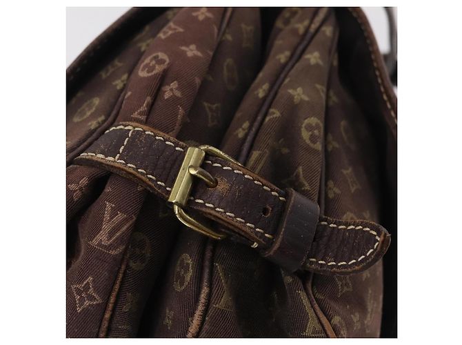Borsa LOUIS VUITTON Monogram Mini Lin Saumur 30 Brown Fuzan M95227 LV Auth ep16180 Marrone - vista 24