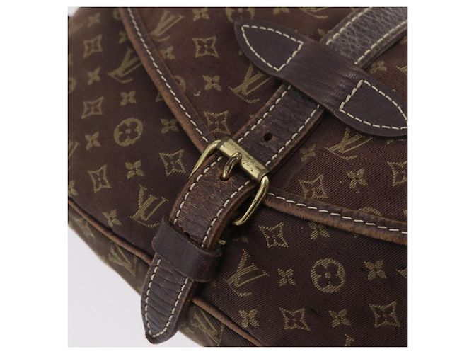 Borsa LOUIS VUITTON Monogram Mini Lin Saumur 30 Brown Fuzan M95227 LV Auth ep16180 Marrone - vista 26