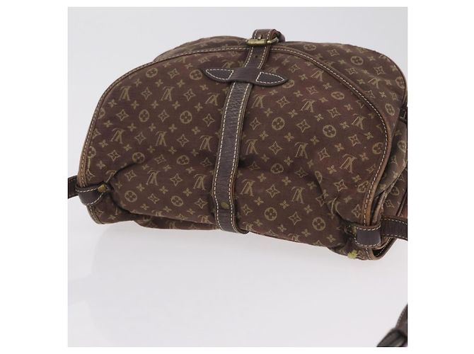 Borsa LOUIS VUITTON Monogram Mini Lin Saumur 30 Brown Fuzan M95227 LV Auth ep16180 Marrone - vista 8