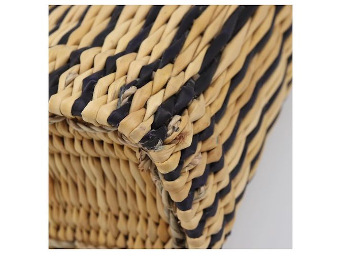 LOEWE Tote Bag Raffia Beige Silver Auth 206724M Silvery - view 15