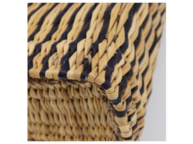 LOEWE Tote Bag Raffia Beige Silver Auth 206724M Silvery - view 17