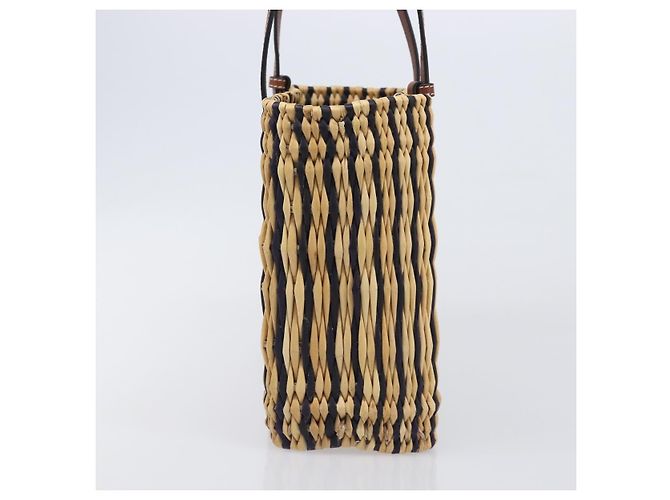 LOEWE Tote Bag Raffia Beige Silver Auth 206724M Silvery - view 3