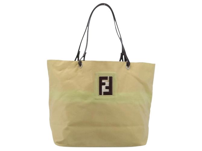 FENDI Tote Bag Nylon Beige Silver Auth 205270 Silber - Ansicht 13