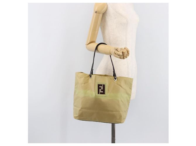 FENDI Tote Bag Nylon Beige Silver Auth 205270 Silber - Ansicht 24