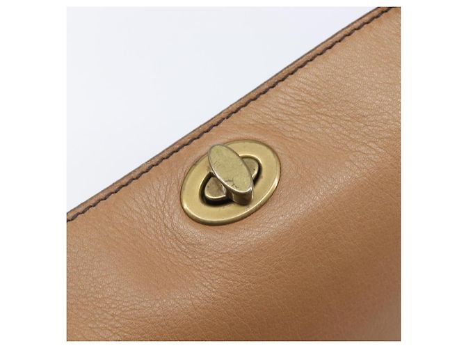 Bolso de mano Miu Miu de cuero marrón y dorado Auth 206871A Castaño - vista 19