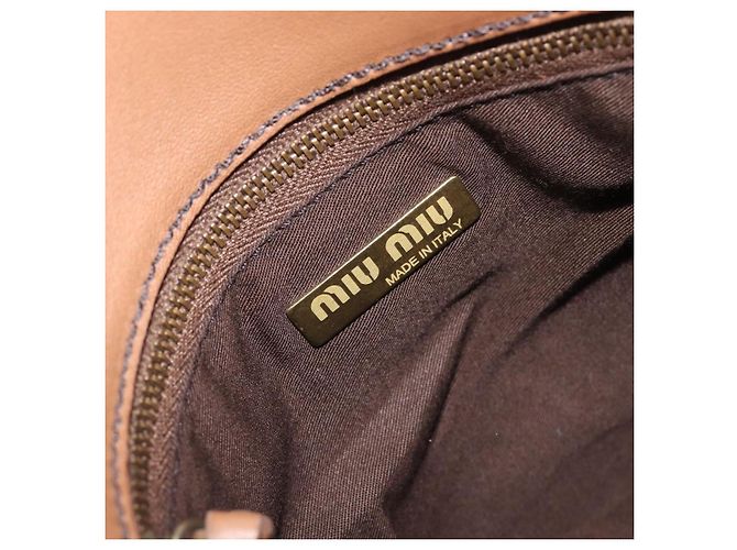 Bolso de mano Miu Miu de cuero marrón y dorado Auth 206871A Castaño - vista 24