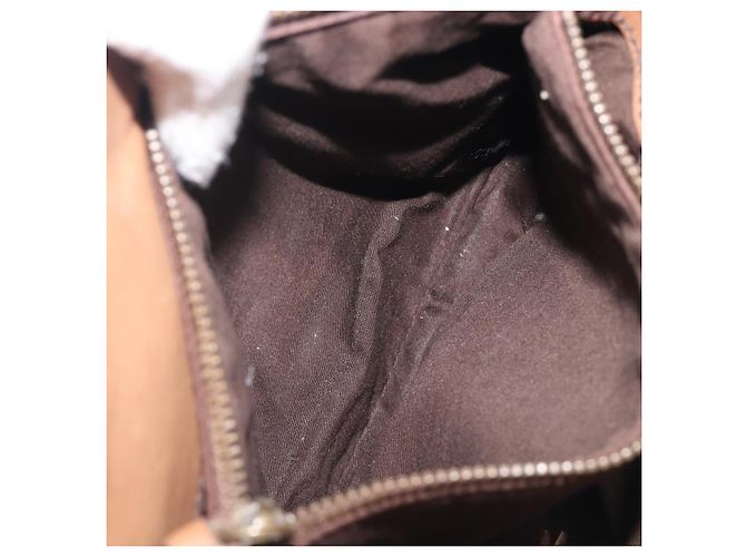 Bolso de mano Miu Miu de cuero marrón y dorado Auth 206871A Castaño - vista 30