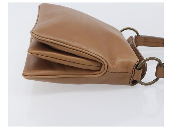 Bolso de mano Miu Miu de cuero marrón y dorado Auth 206871A Castaño - vista 4