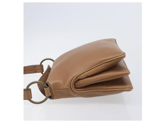 Bolso de mano Miu Miu de cuero marrón y dorado Auth 206871A Castaño - vista 5