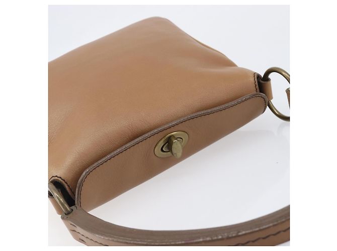 Bolso de mano Miu Miu de cuero marrón y dorado Auth 206871A Castaño - vista 7