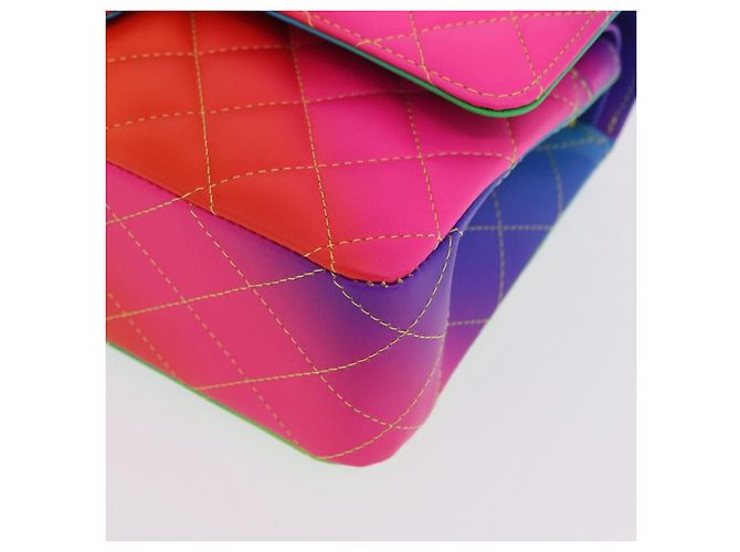 Bolsa de ombro CHANEL Chain Matelasse 25 em couro de bezerro Rainbow CC Auth 167787SM - vista 15
