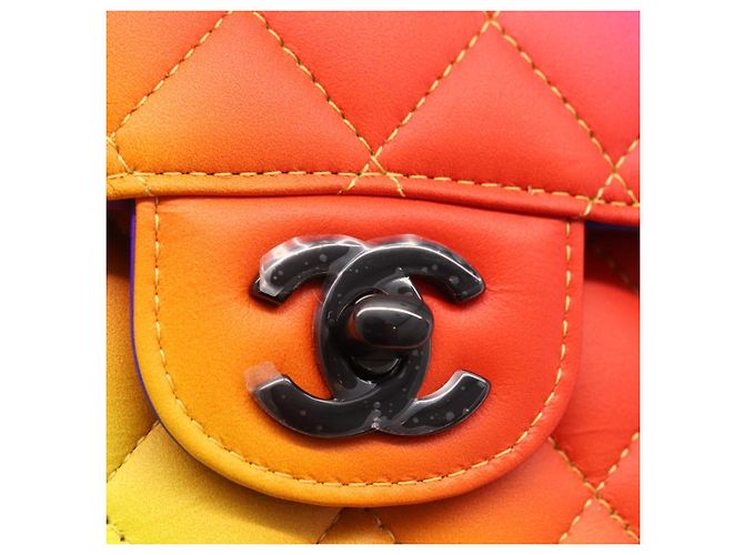 Bolsa de ombro CHANEL Chain Matelasse 25 em couro de bezerro Rainbow CC Auth 167787SM - vista 18