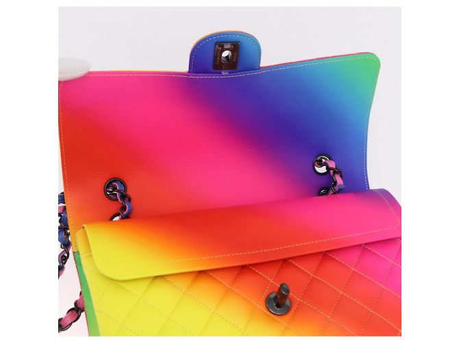 Bolsa de ombro CHANEL Chain Matelasse 25 em couro de bezerro Rainbow CC Auth 167787SM - vista 20