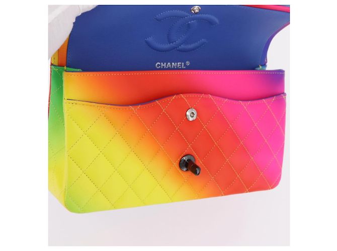 Bolsa de ombro CHANEL Chain Matelasse 25 em couro de bezerro Rainbow CC Auth 167787SM - vista 23