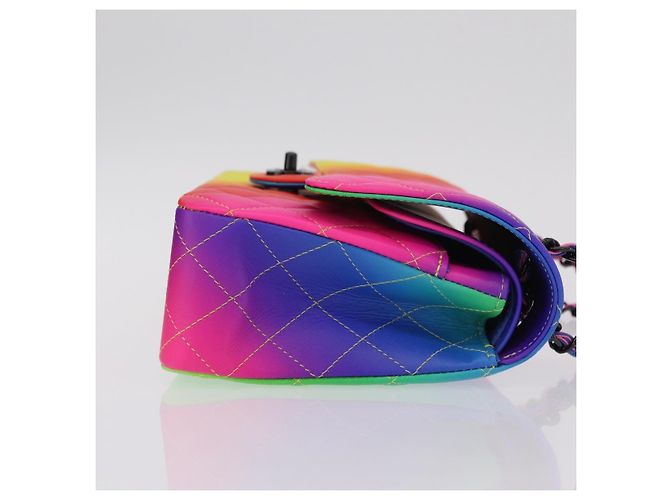 Bolsa de ombro CHANEL Chain Matelasse 25 em couro de bezerro Rainbow CC Auth 167787SM - vista 3