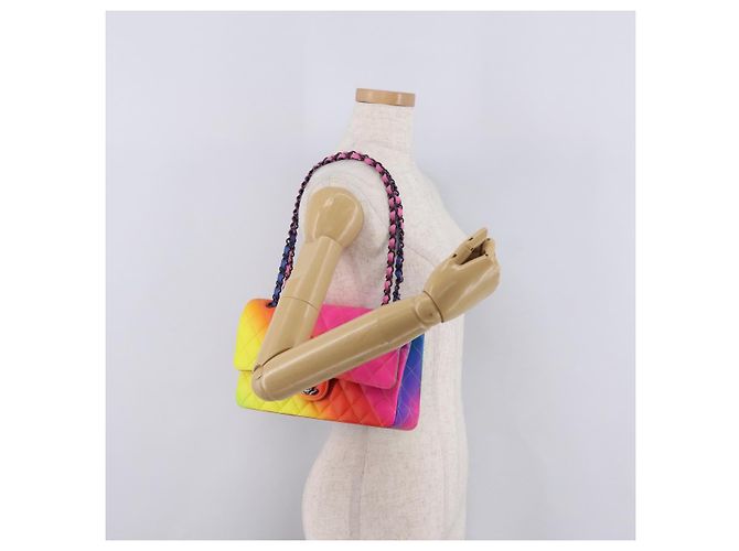 Bolsa de ombro CHANEL Chain Matelasse 25 em couro de bezerro Rainbow CC Auth 167787SM - vista 30