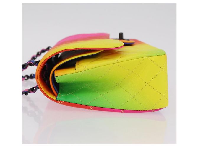 Bolsa de ombro CHANEL Chain Matelasse 25 em couro de bezerro Rainbow CC Auth 167787SM - vista 4