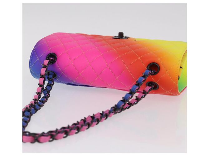 Bolsa de ombro CHANEL Chain Matelasse 25 em couro de bezerro Rainbow CC Auth 167787SM - vista 6