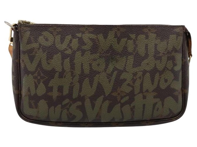 LOUIS VUITTON Monogram Graffiti Pochette Accessoires Khaki M92191 Auth 207561A Cachi Monogramma - vista 13