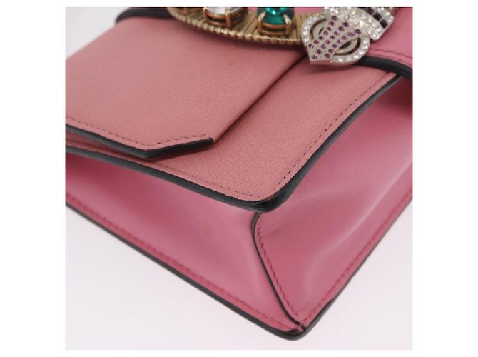 Bolsa de Ombro Miu Miu em Couro Rosa Dourado Auth 206867A - vista 16