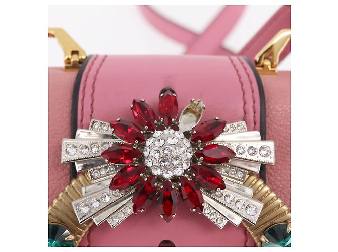 Bolsa de Ombro Miu Miu em Couro Rosa Dourado Auth 206867A - vista 2