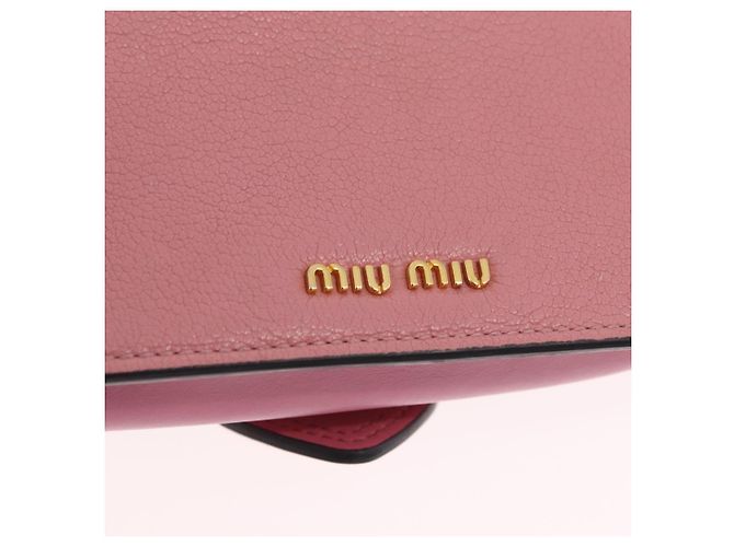 Bolsa de Ombro Miu Miu em Couro Rosa Dourado Auth 206867A - vista 20