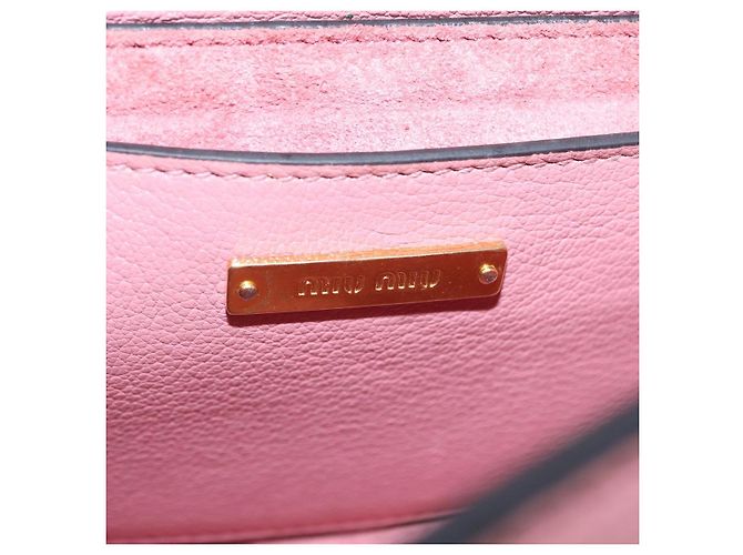 Bolsa de Ombro Miu Miu em Couro Rosa Dourado Auth 206867A - vista 22