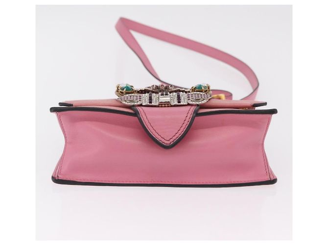 Bolsa de Ombro Miu Miu em Couro Rosa Dourado Auth 206867A - vista 6