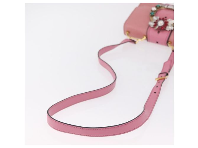 Bolsa de Ombro Miu Miu em Couro Rosa Dourado Auth 206867A - vista 8