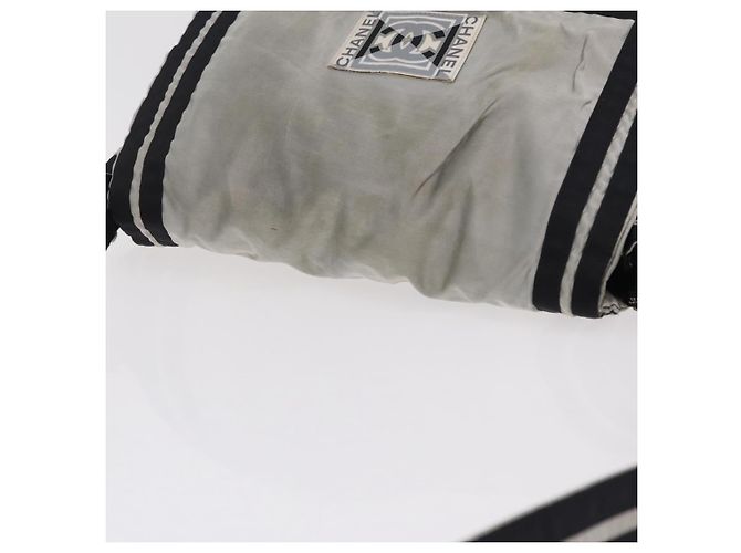 CHANEL Chanel Sports Messenger Bag Nylon Silver CC Auth bs37405 Argento - vista 14