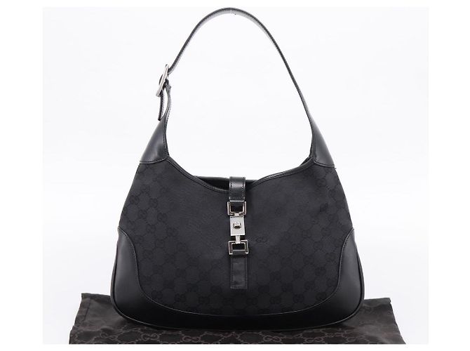 Borsa a tracolla GUCCI GG Canvas Jackie Nero Argento 001 3306 Auth LN094V - vista 12