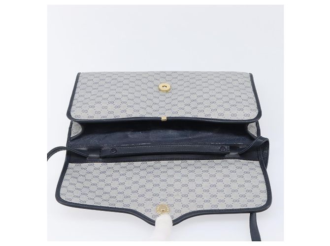 GUCCI Micro GG Canvas Schultertasche PVC Navy Gold Auth 206027 - Ansicht 10