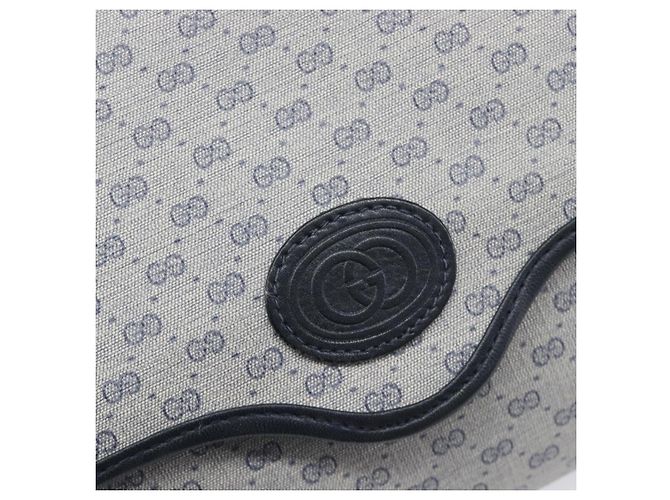 GUCCI Micro GG Canvas Schultertasche PVC Navy Gold Auth 206027 - Ansicht 18