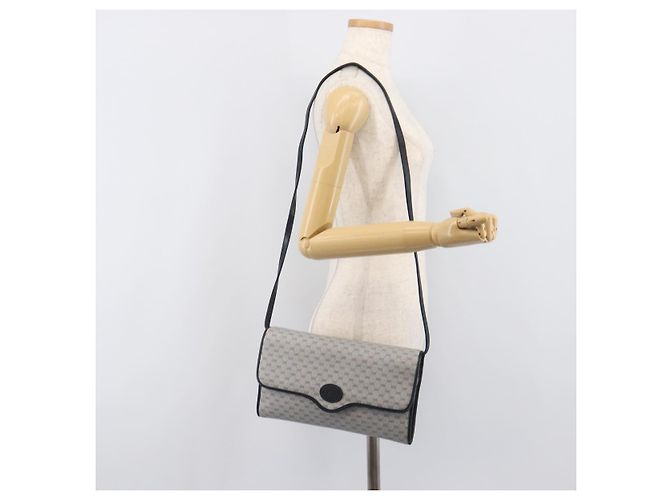 GUCCI Micro GG Canvas Schultertasche PVC Navy Gold Auth 206027 - Ansicht 24